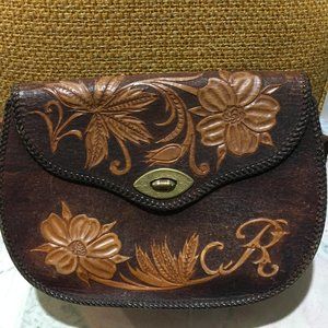 VINTAGE SADDLE TOOLED LEATHER HANDBAGS